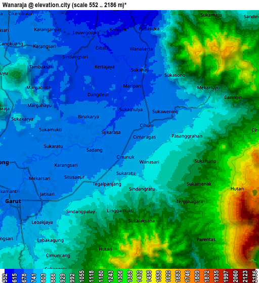 Zoom OUT 2x Wanaraja, Indonesia elevation map