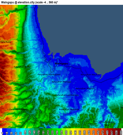Zoom OUT 2x Waingapu, Indonesia elevation map