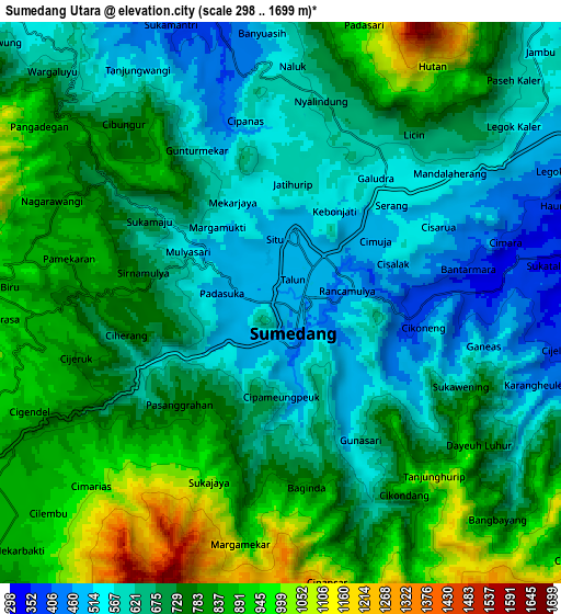Zoom OUT 2x Sumedang Utara, Indonesia elevation map