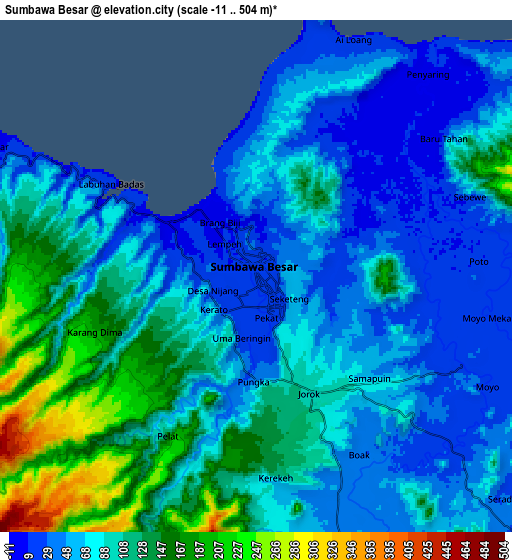 Zoom OUT 2x Sumbawa Besar, Indonesia elevation map