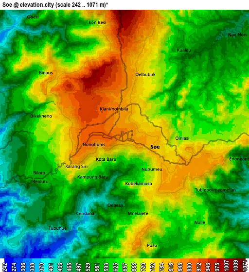 Zoom OUT 2x Soe, Indonesia elevation map