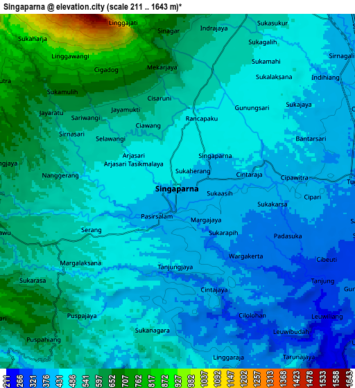 Zoom OUT 2x Singaparna, Indonesia elevation map