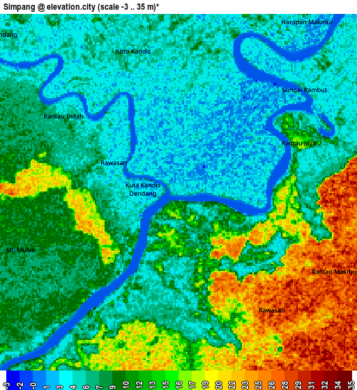 Zoom OUT 2x Simpang, Indonesia elevation map