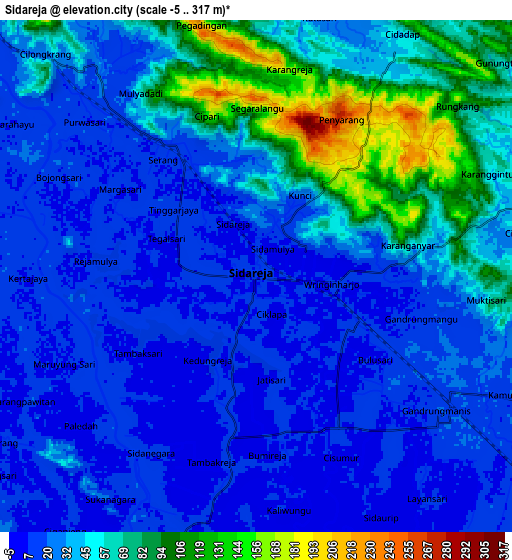 Zoom OUT 2x Sidareja, Indonesia elevation map