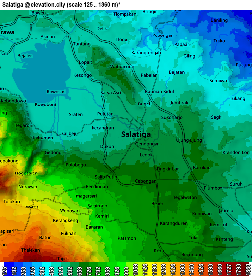 Zoom OUT 2x Salatiga, Indonesia elevation map