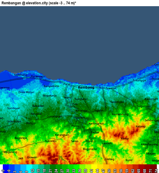 Zoom OUT 2x Rembangan, Indonesia elevation map