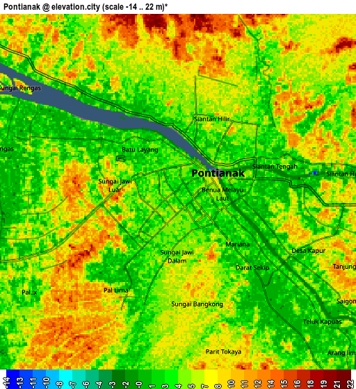 Zoom OUT 2x Pontianak, Indonesia elevation map