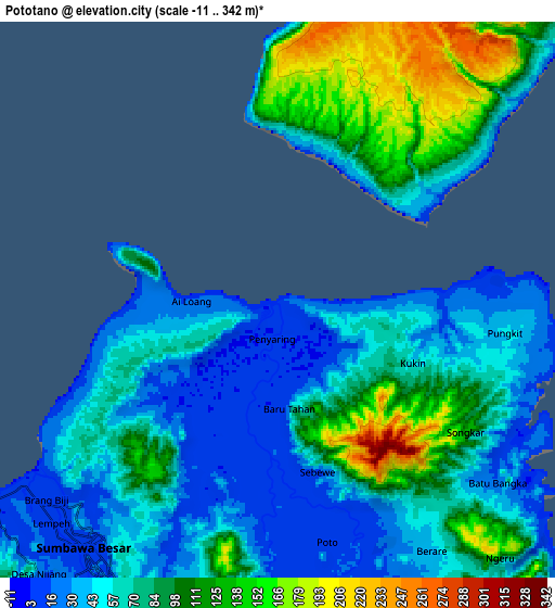 Zoom OUT 2x Pototano, Indonesia elevation map