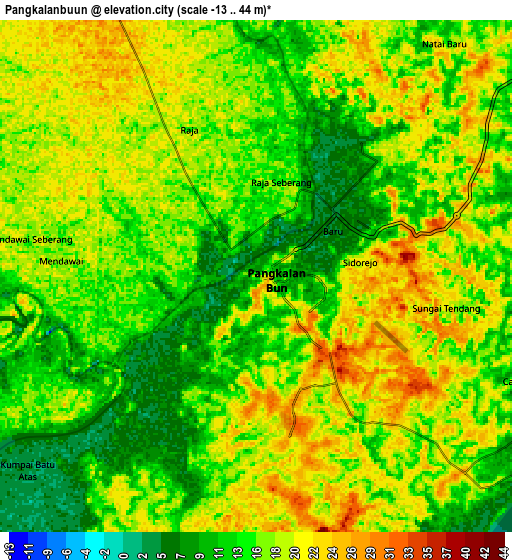 Zoom OUT 2x Pangkalanbuun, Indonesia elevation map