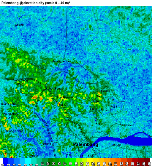 Zoom OUT 2x Palembang, Indonesia elevation map