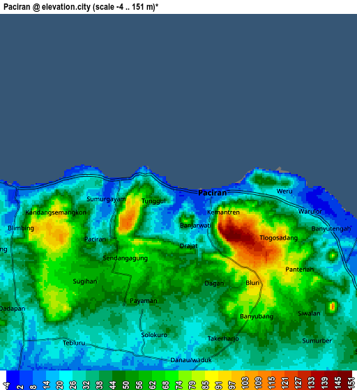 Zoom OUT 2x Paciran, Indonesia elevation map