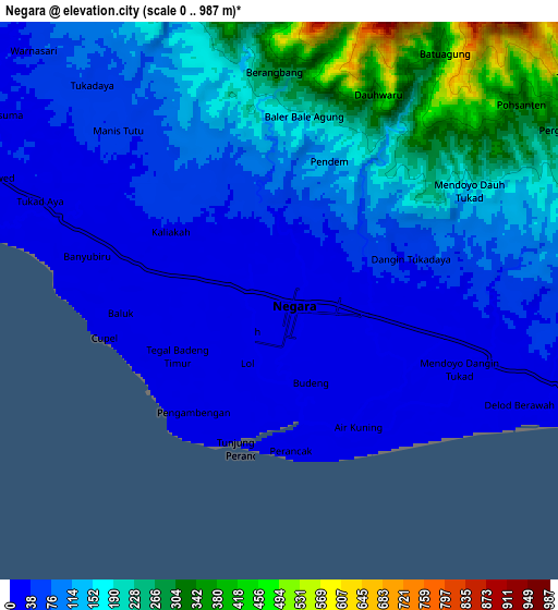 Zoom OUT 2x Negara, Indonesia elevation map