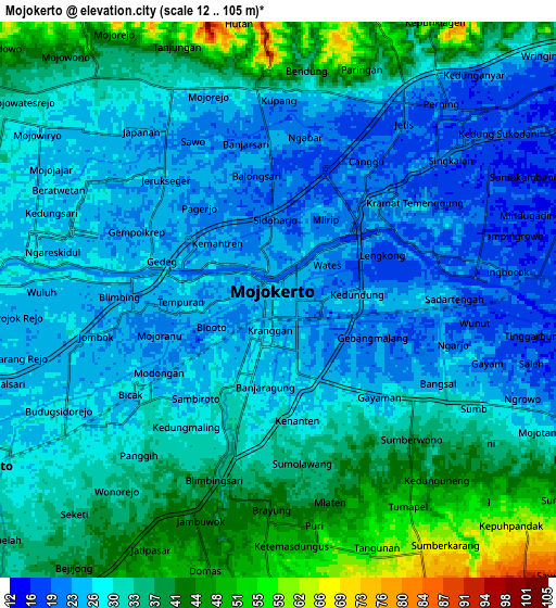 Zoom OUT 2x Mojokerto, Indonesia elevation map