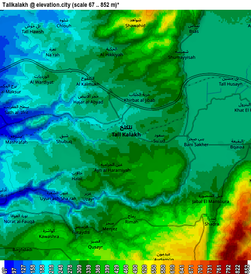 Zoom OUT 2x Tallkalakh, Syria elevation map