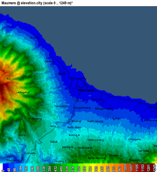 Zoom OUT 2x Maumere, Indonesia elevation map