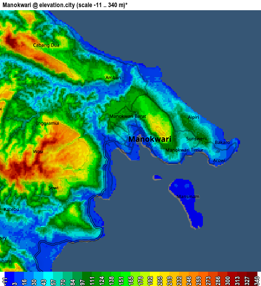 Zoom OUT 2x Manokwari, Indonesia elevation map