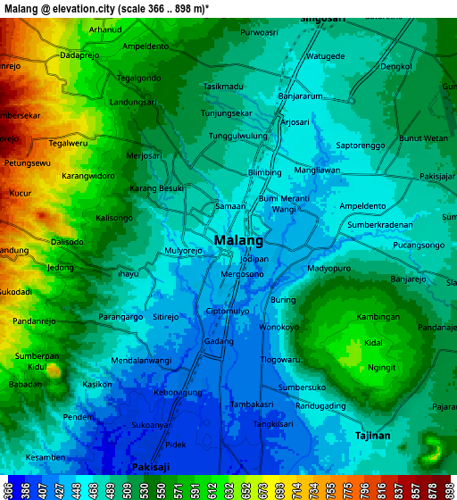 Zoom OUT 2x Malang, Indonesia elevation map