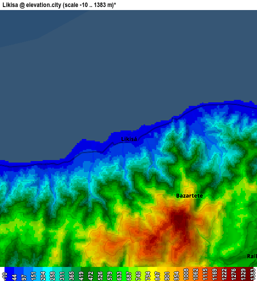 Zoom OUT 2x Likisá, Timor Leste elevation map