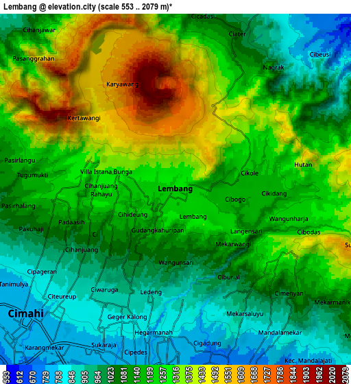 Zoom OUT 2x Lembang, Indonesia elevation map