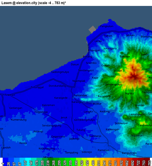 Zoom OUT 2x Lasem, Indonesia elevation map