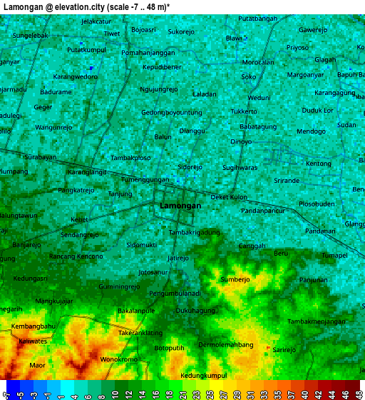 Zoom OUT 2x Lamongan, Indonesia elevation map