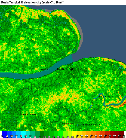 Zoom OUT 2x Kuala Tungkal, Indonesia elevation map