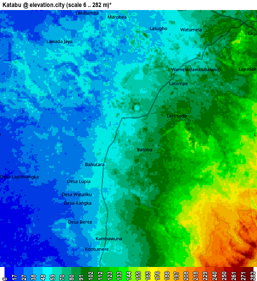 Zoom OUT 2x Katabu, Indonesia elevation map