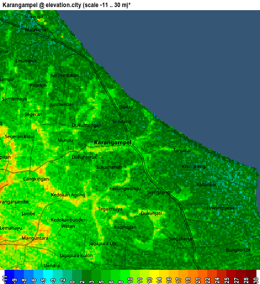 Zoom OUT 2x Karangampel, Indonesia elevation map