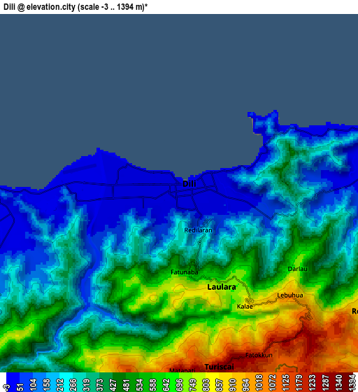 Zoom OUT 2x Dili, Timor Leste elevation map