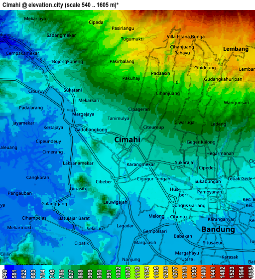 Zoom OUT 2x Cimahi, Indonesia elevation map
