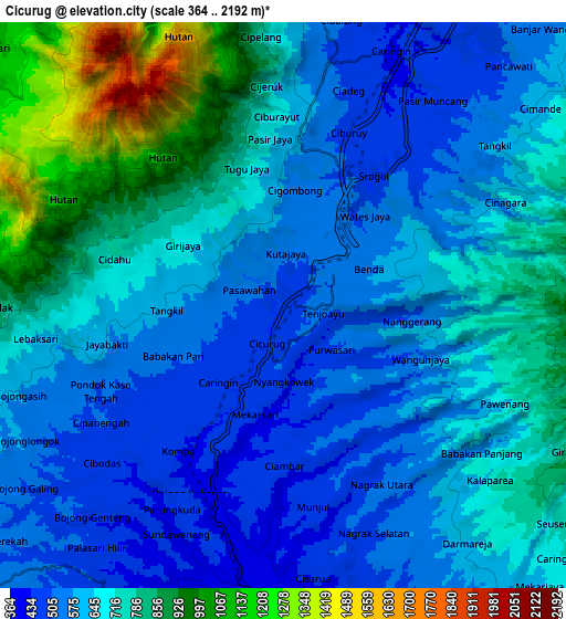 Zoom OUT 2x Cicurug, Indonesia elevation map