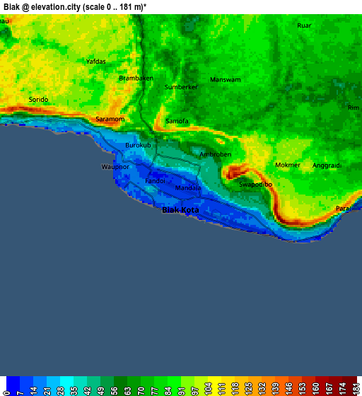 Zoom OUT 2x Biak, Indonesia elevation map