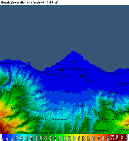 Zoom OUT 2x Besuki, Indonesia elevation map
