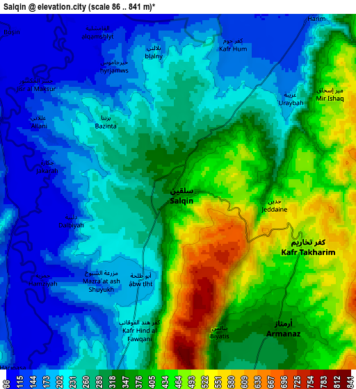 Zoom OUT 2x Salqīn, Syria elevation map