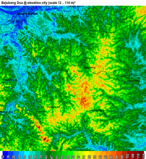 Zoom OUT 2x Bejubang Dua, Indonesia elevation map