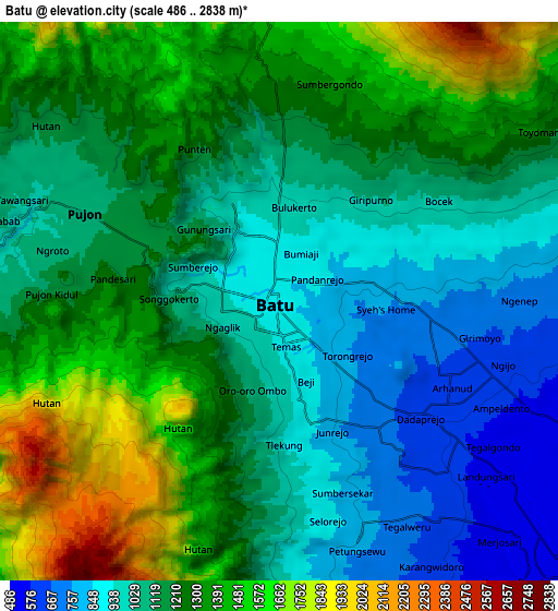 Zoom OUT 2x Batu, Indonesia elevation map
