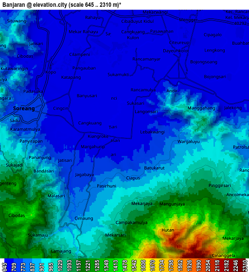 Zoom OUT 2x Banjaran, Indonesia elevation map
