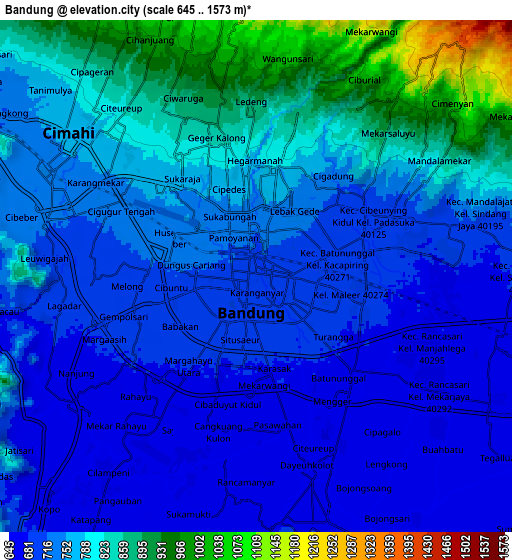 Zoom OUT 2x Bandung, Indonesia elevation map