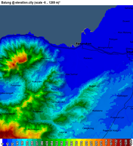 Zoom OUT 2x Balung, Indonesia elevation map