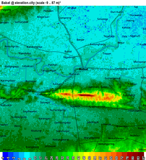 Zoom OUT 2x Babat, Indonesia elevation map