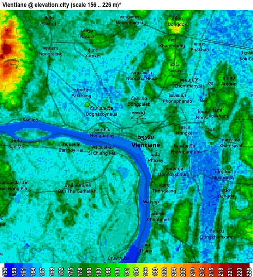 Zoom OUT 2x Vientiane, Laos elevation map