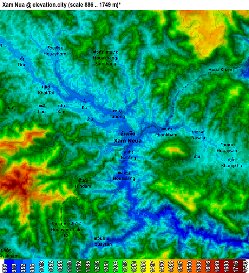 Zoom OUT 2x Xam Nua, Laos elevation map