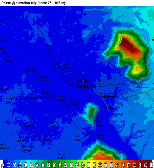 Zoom OUT 2x Pakse, Laos elevation map