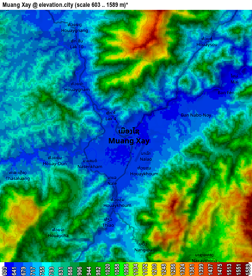 Zoom OUT 2x Muang Xay, Laos elevation map
