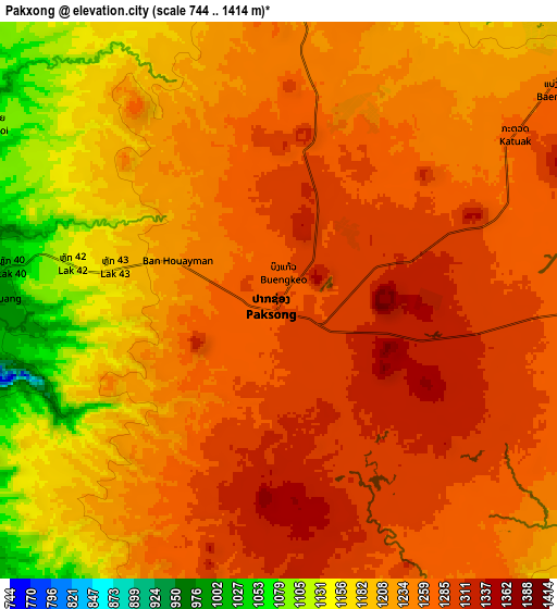 Zoom OUT 2x Pakxong, Laos elevation map