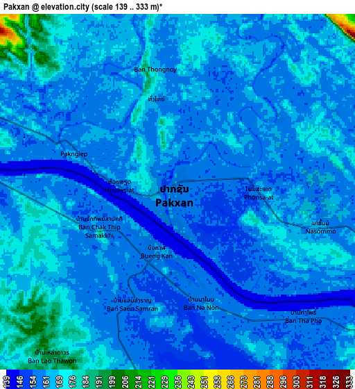 Zoom OUT 2x Pakxan, Laos elevation map