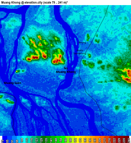 Zoom OUT 2x Muang Không, Laos elevation map