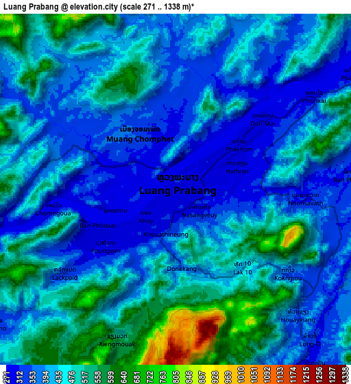 Zoom OUT 2x Luang Prabang, Laos elevation map