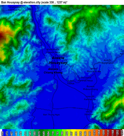 Zoom OUT 2x Ban Houayxay, Laos elevation map