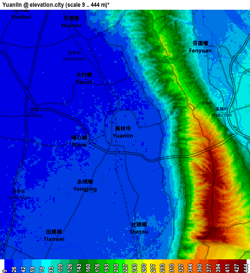 Zoom OUT 2x Yuanlin, Taiwan elevation map